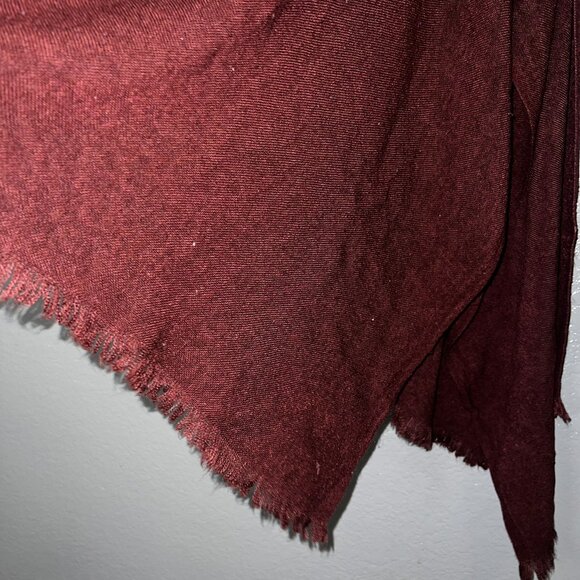 Burgundy Fringe Wrap Scarf Shawl Soft Lightweight Fall Winter Solid - Picture 4 of 4